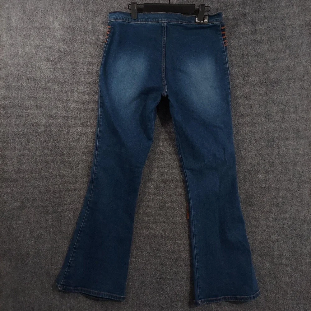 Watch L.A. Jeans Womens 32x32 Fringe Flare  Blue Cowboy Western Stretch 90s Boho